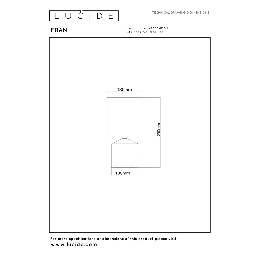 Table lamp Fran taupe Lucide 5411212470331