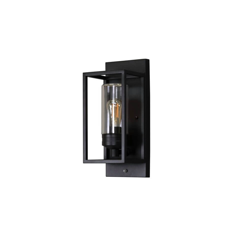 Black wall lamp Trani with dusk sensor