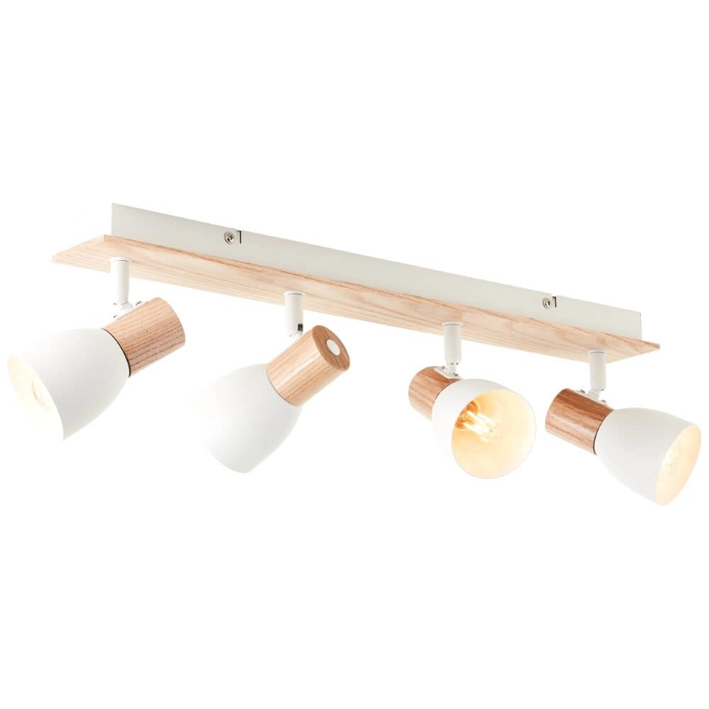 Ceiling lamp Daintree 4-light white with wood Brilliant 4004353413452