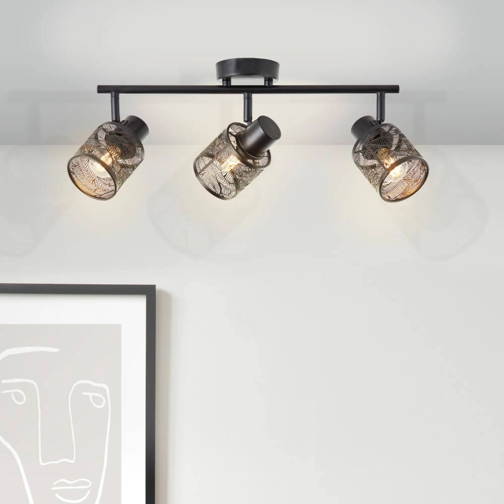 Black ceiling lamp Bano 3-light Brilliant 4004353413483
