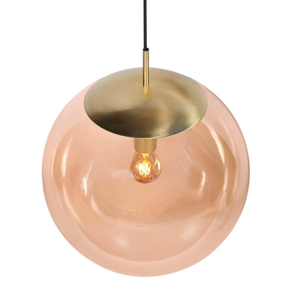 Pendant lamp Bollique Sphere of gold with amber glass Steinhauer 8712746177541
