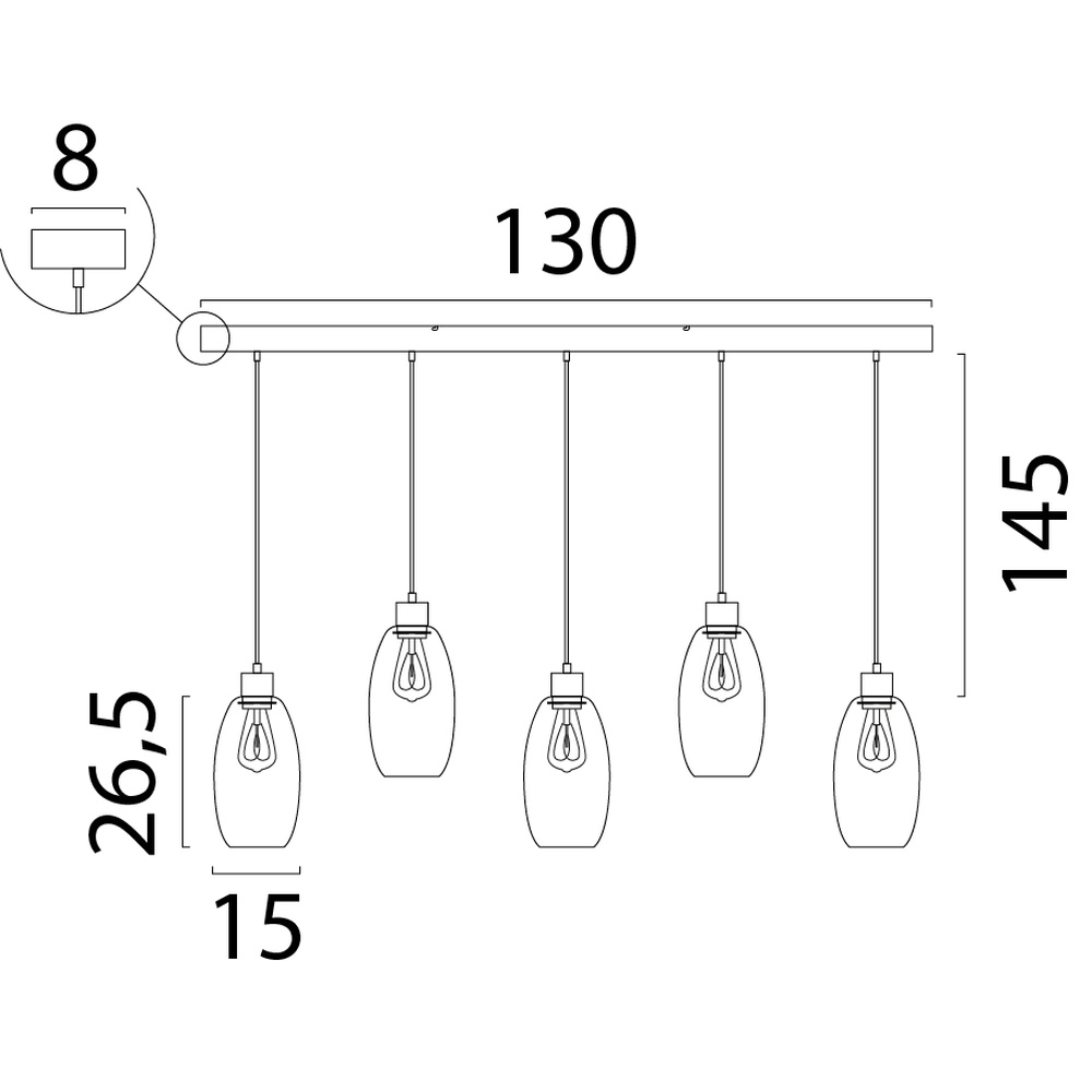 Glass pendant lamp Olive 5x Ø 15cm - sand Masterlight 8718121394114