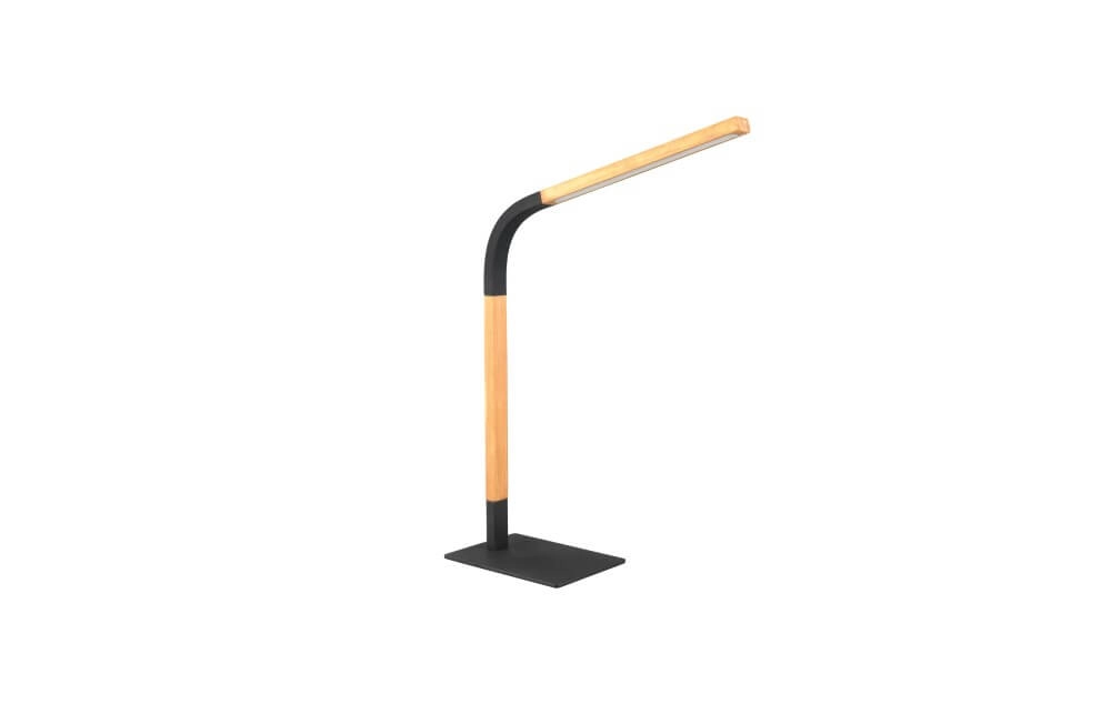 Flexible table lamp Norris black with wood Trio 4017807599992