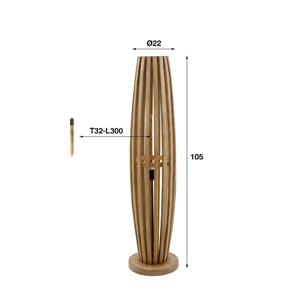 Wooden floor lamp Orbit 105cm - 1x E27 Lyora 8716803511095