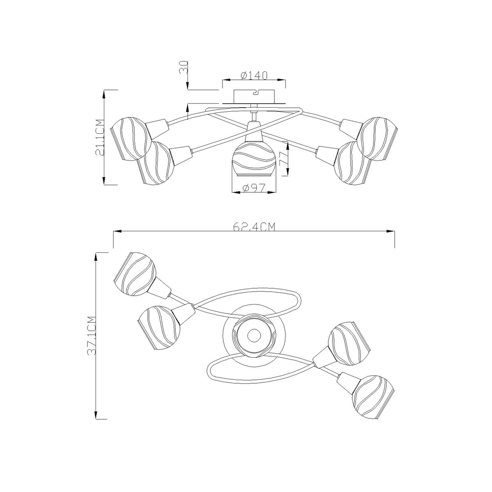 Ceiling lamp Elliott 5-light nickel Globo 9007371294343