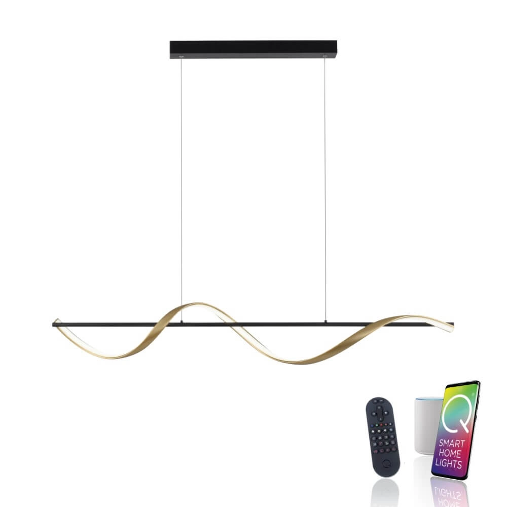 Wavy pendant lamp Q-Swing anthracite Paul Neuhaus 4012248373767