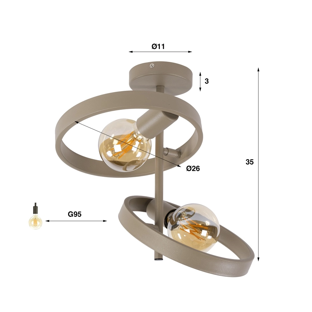 Rings ceiling lamp Hover sand - 2x E27 Lyora 8716803513334