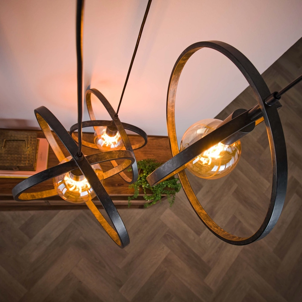 3-light pendant lamp dining table Turn Ø 40cm - charcoal - excl E27 Lyora 8716803513143