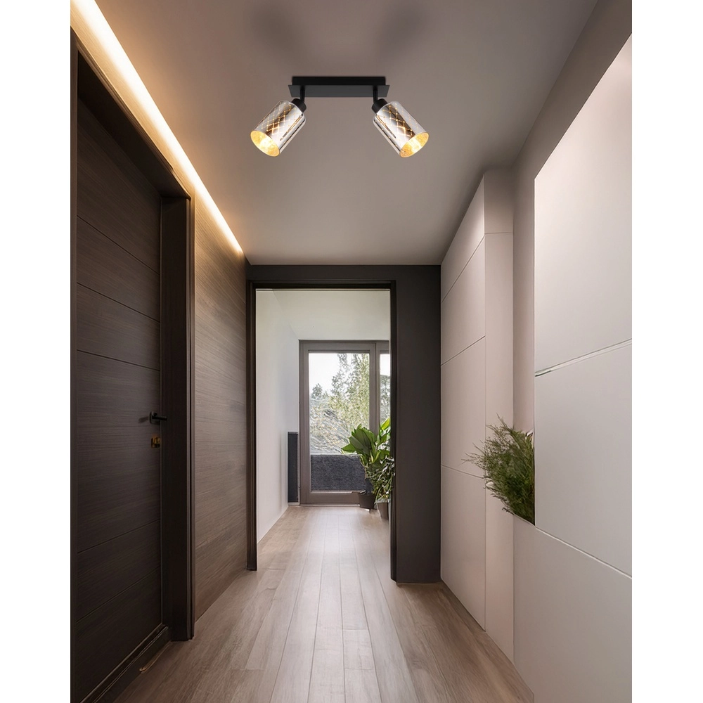 Design ceiling lamp Alonso 2-light black Globo 9007371566259