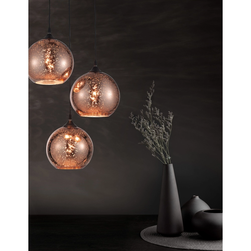 Pendant lamp Blaze 3-light copper glass
