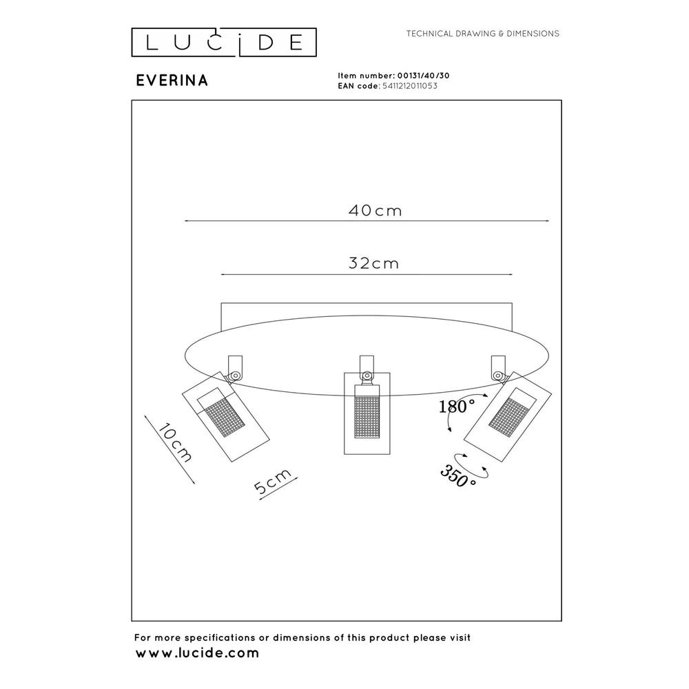 Sleek ceiling lamp Everina Ø 40cm Lucide 5411212011053