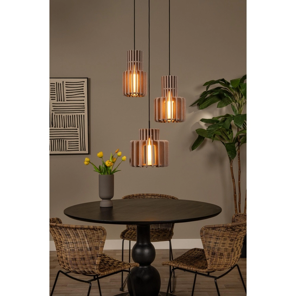 Design pendant lamp Rollo 3-light sand brown Lucide 5411212452801