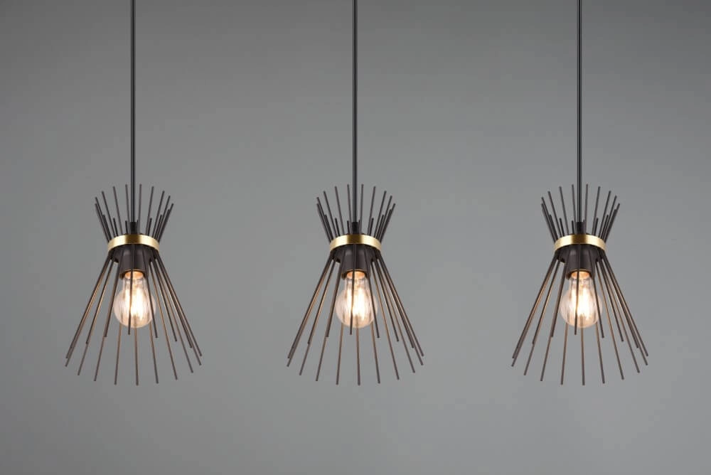 Pendant lamp Rod Design black 3-lights Trio 4017807576771