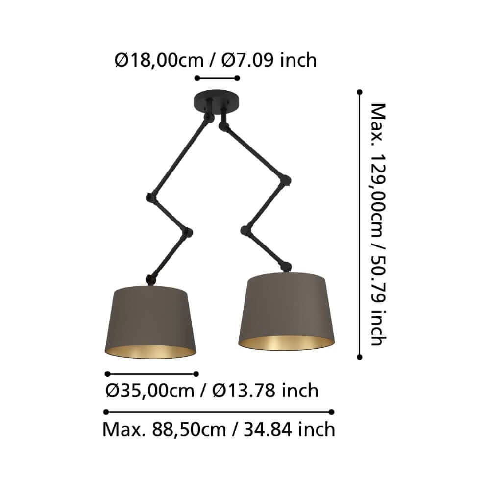 Hanging lamp double adjustable Pistunio cappuccino Stars of Light 9008606238064