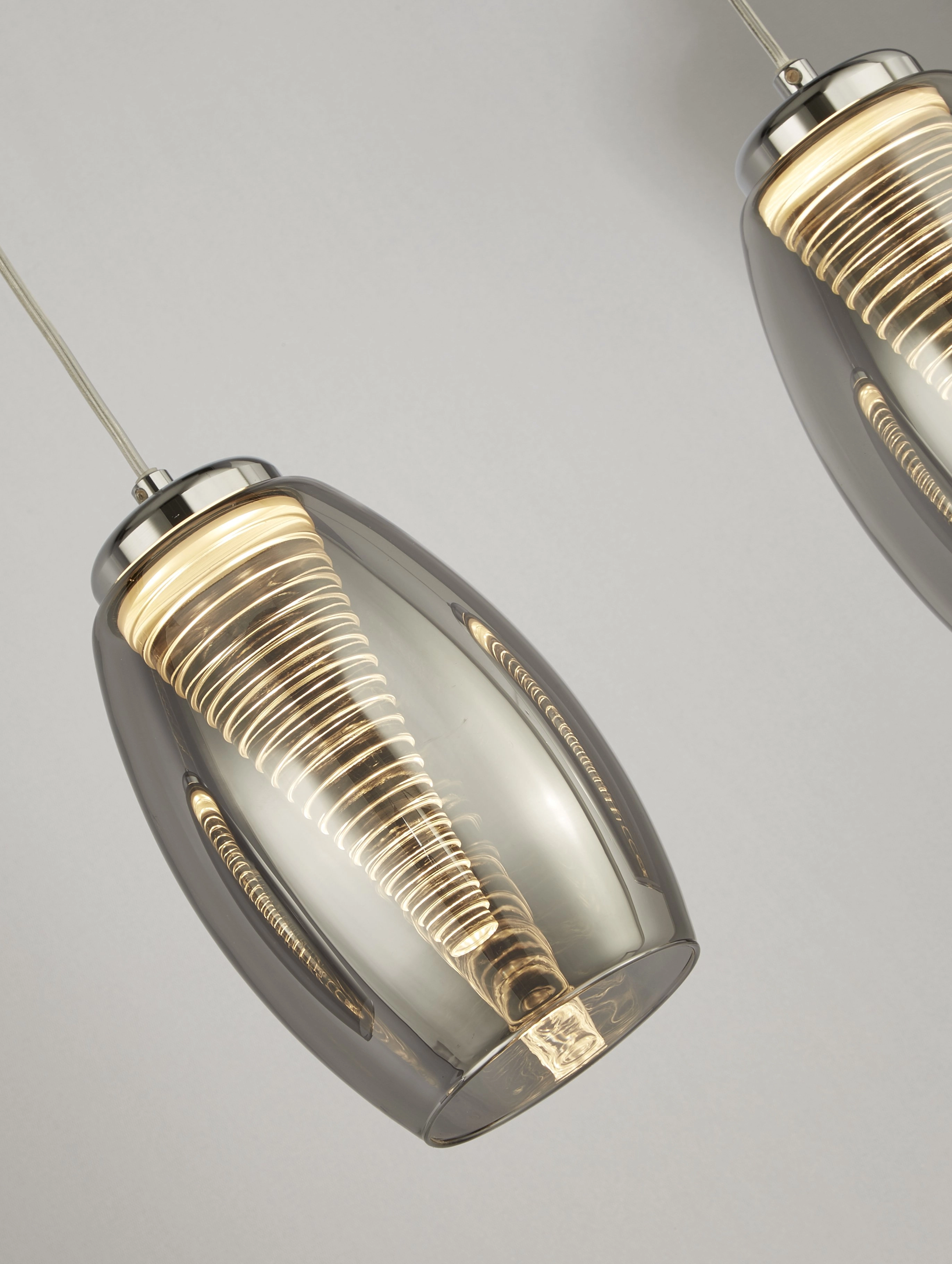 Dining room pendant lamp Cyclone chrome with smoke glass Searchlight 5053423174525