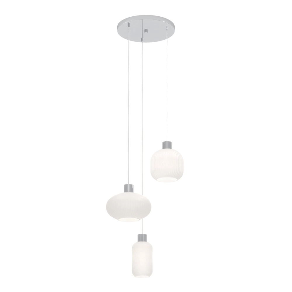 Design pendant lamp Dasmina Chrome with white 3-lights