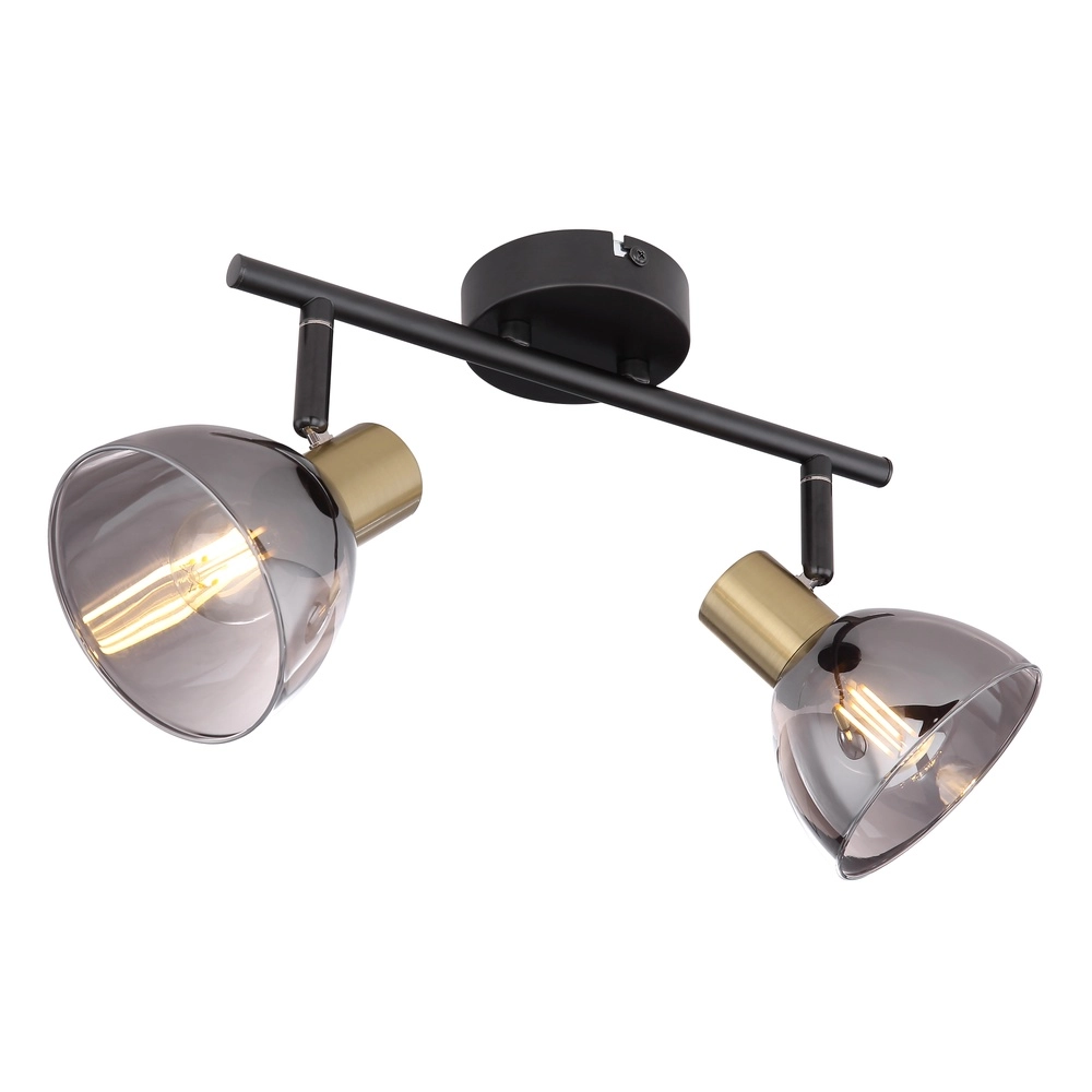 Design ceiling lamp Jay 2-light black with smoke