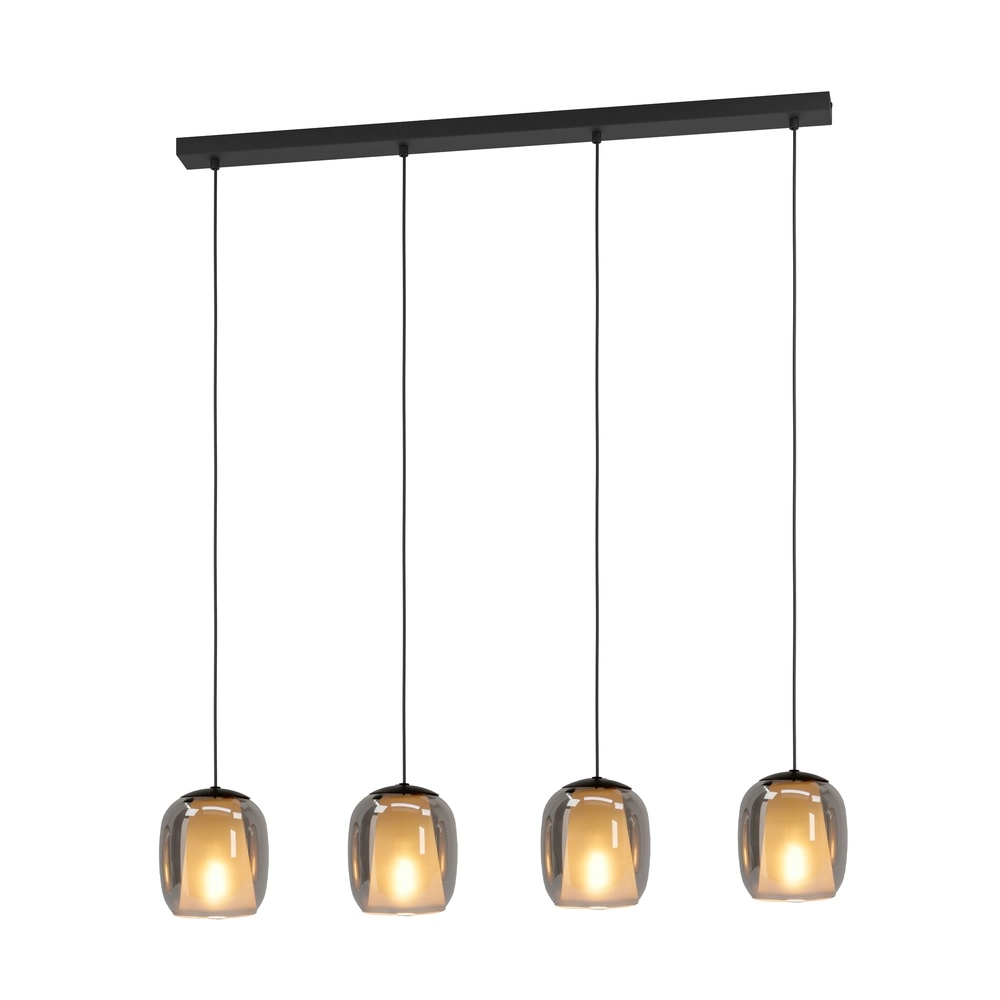 Dining table pendant lamp Ciampino 4L - smoke frosted glass