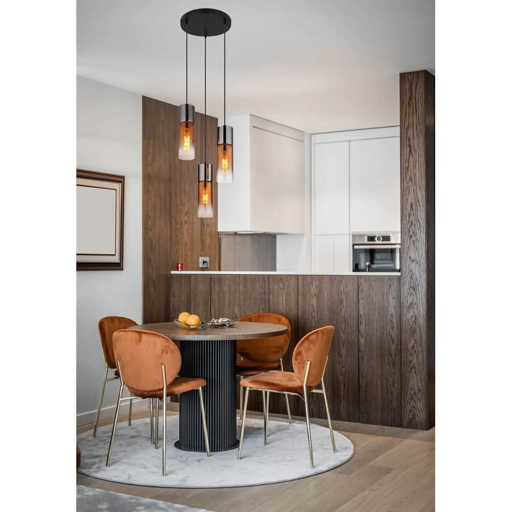 Sleek pendant lamp Annika 3-light gunmetal round Globo 9007371468157