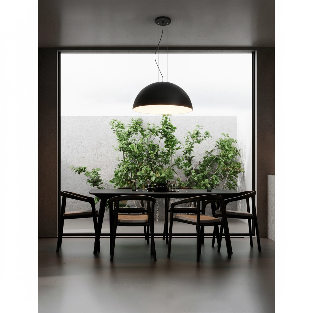 Sleek pendant lamp Tholos black Ø 70cm
