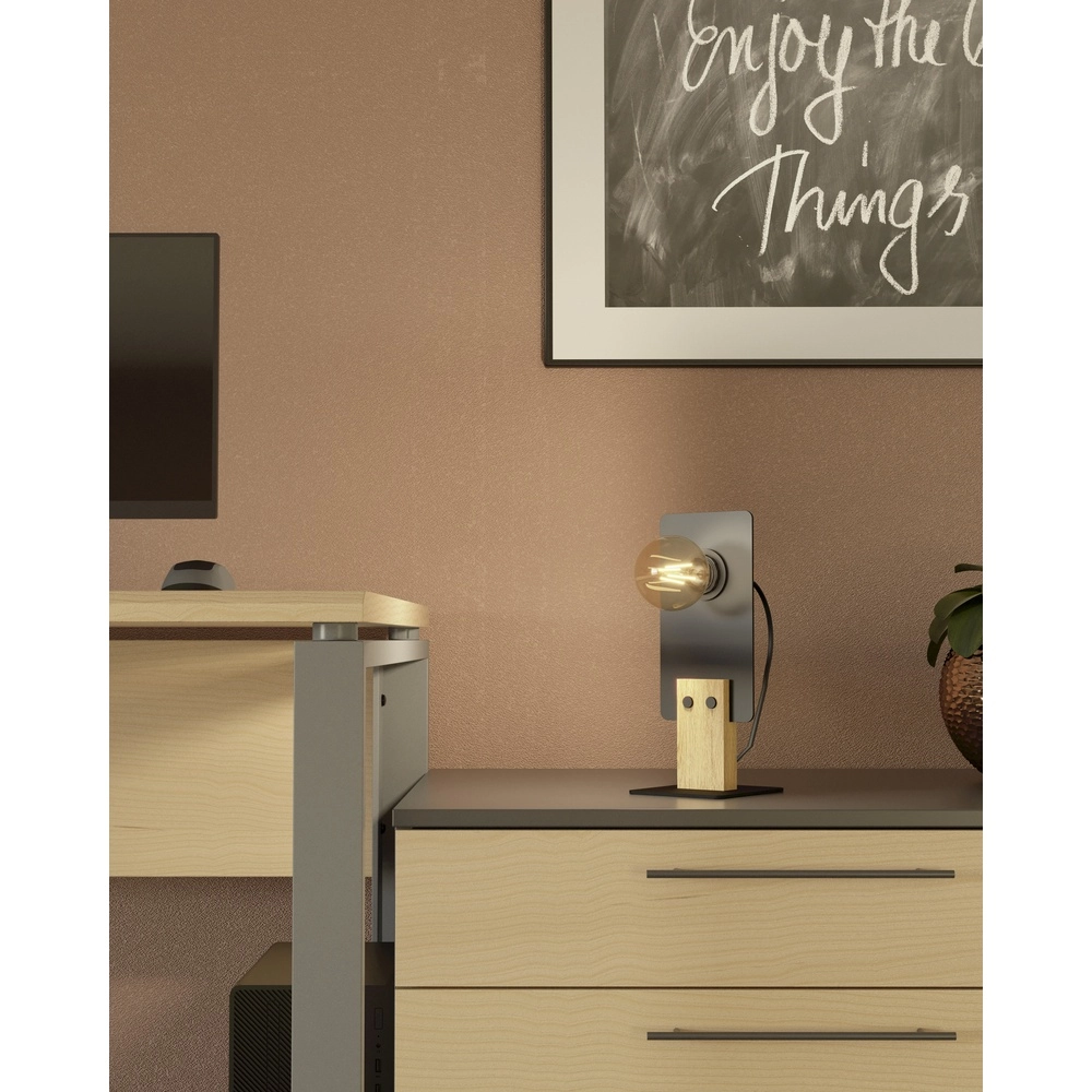 Modern table lamp Bramerton black with wood Eglo 9002759437541
