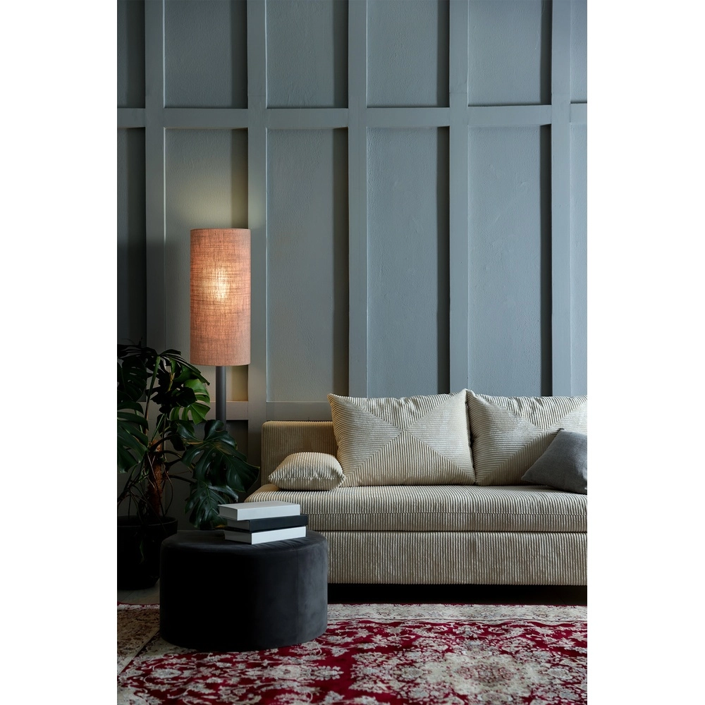 Floor lamp Lisbourg Black with tan beige hood Masterlight