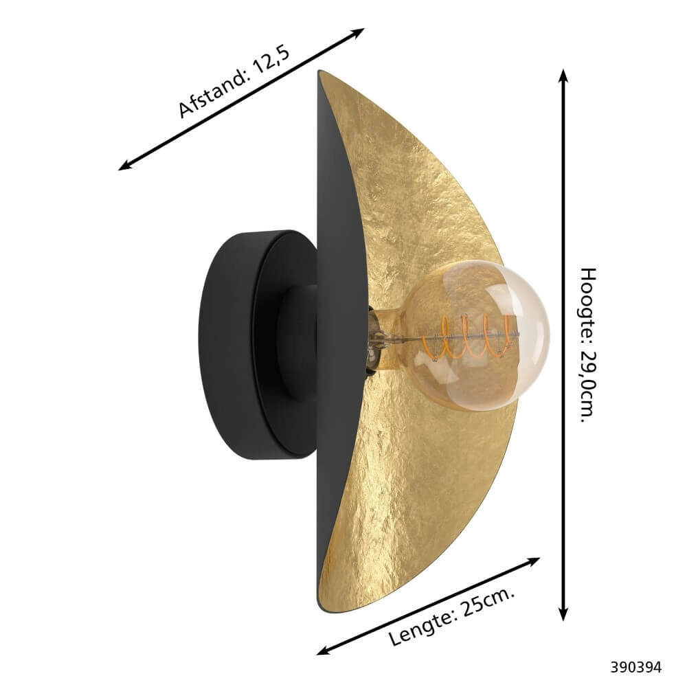 Black wall lamp Saceda with gold Stars of Light 9008606292301