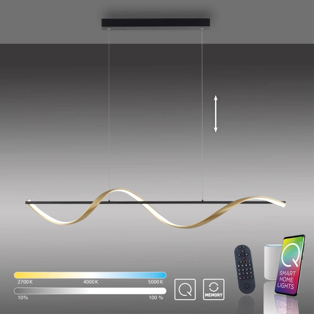 Wavy pendant lamp Q-Swing anthracite Paul Neuhaus 4012248373767