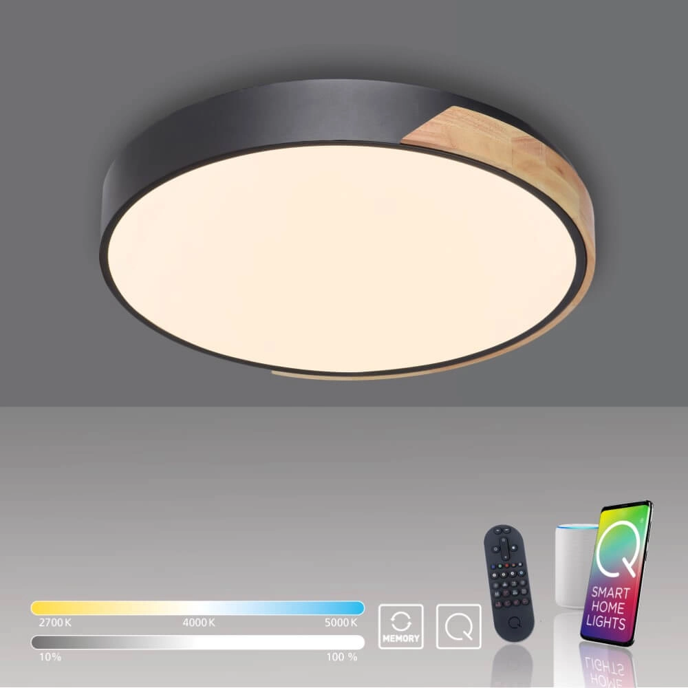 Round ceiling lamp Q-Bila black Paul Neuhaus 4012248366219