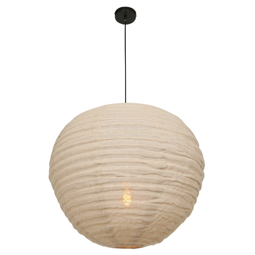 Pendant lamp Bangalore Ø 70cm black with light brown