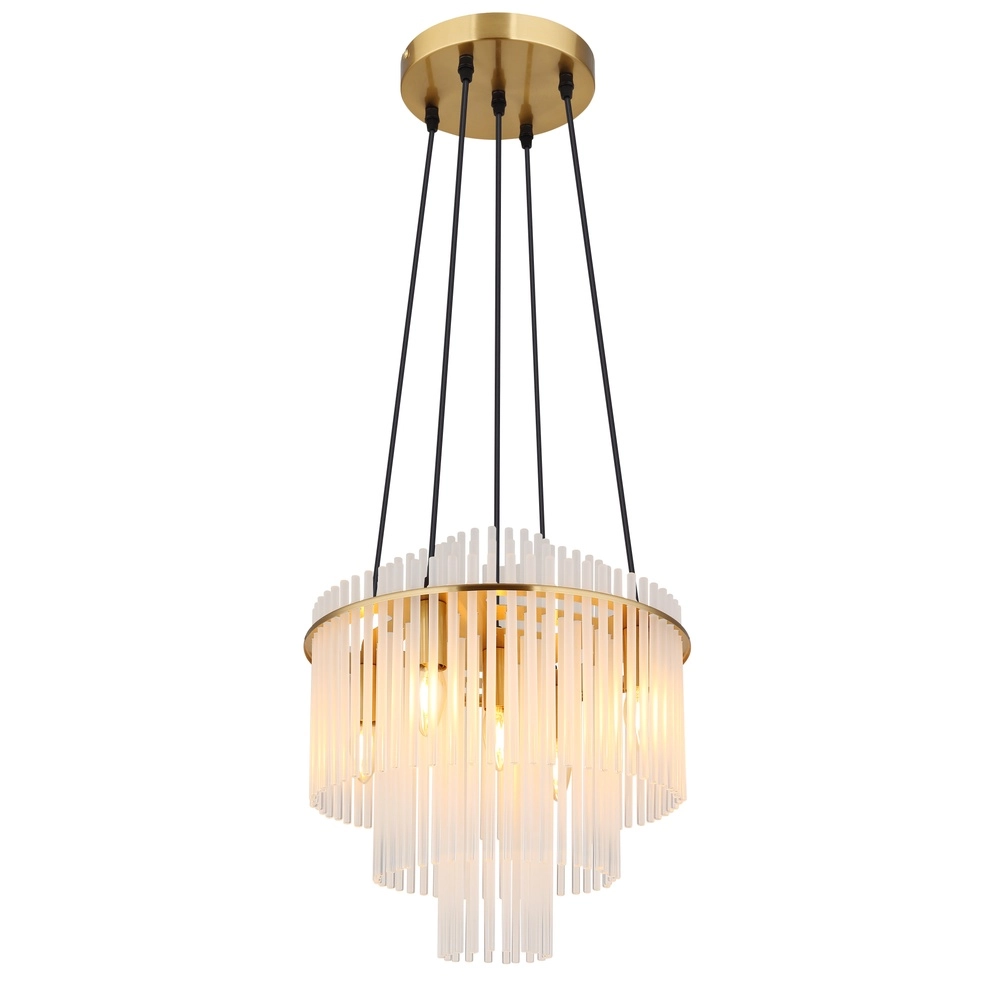 Pendant lamp Ø 40cm Gorley Gold with white glass sticks