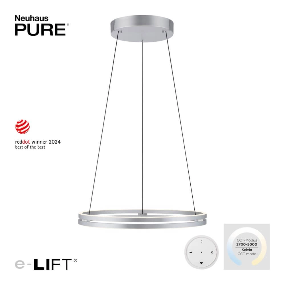 Sleek hanging lamp Pure E-Loop aluminum Ø 70cm Paul Neuhaus 4012248372302