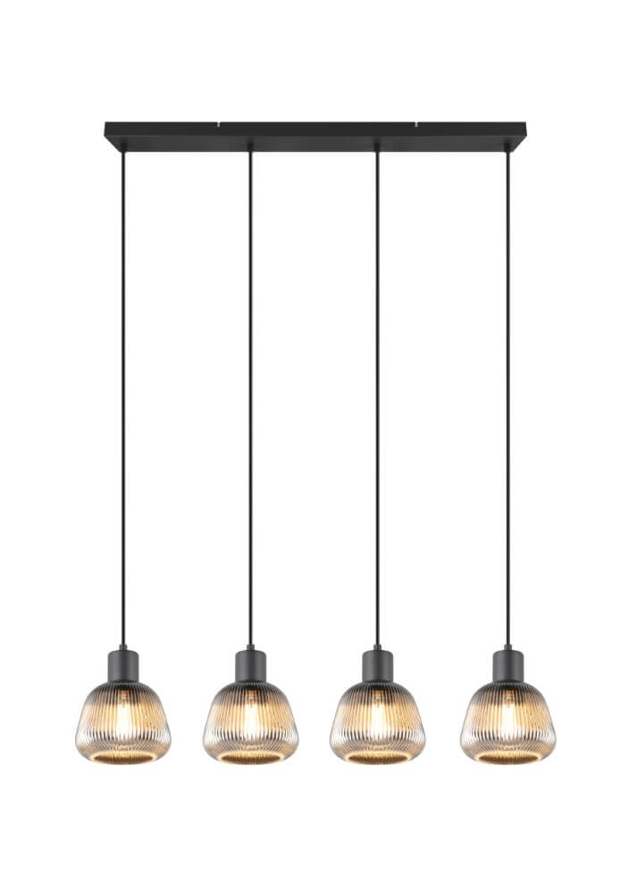 Dining table pendant lamp Tarifa with ribbed glass Trio 4017807615814