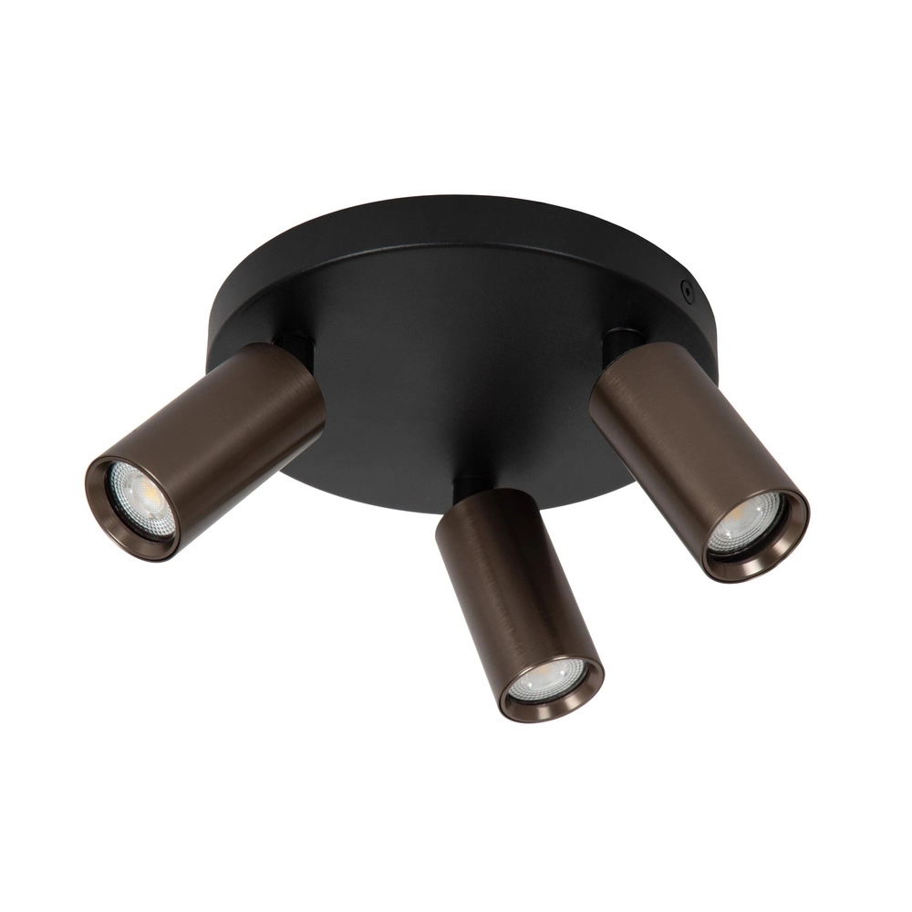 Ceiling spotlight Ritmo mini GU10 3-light coffee brown