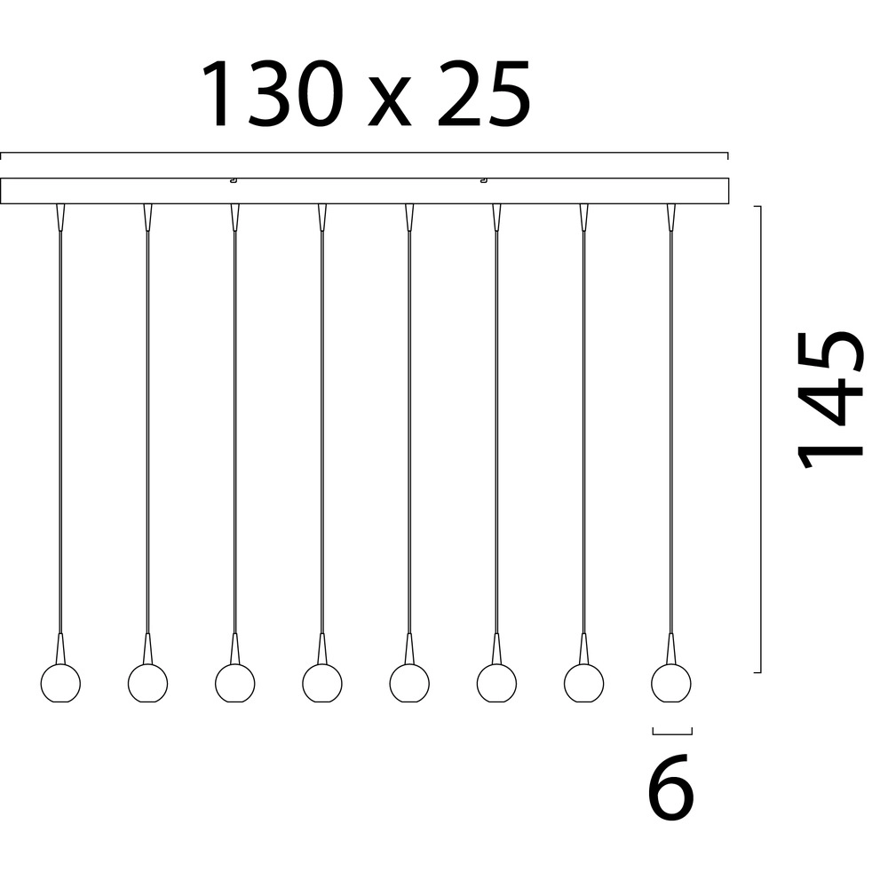 8-light pendant lamp Talana 130 x 25cm black Ø 6cm DTW Masterlight 8718121389172