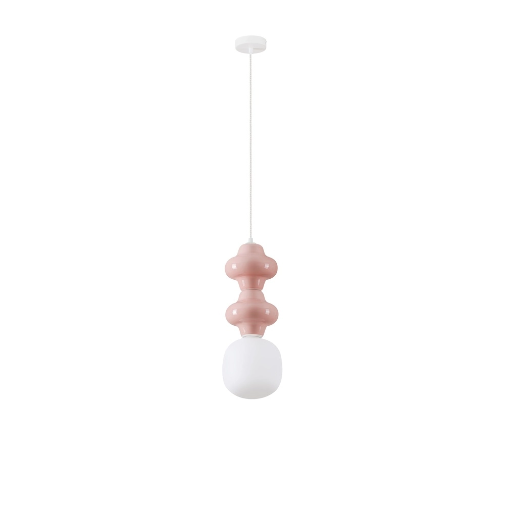 Pendant lamp Clio M pink ceramic with white glass Lyora 5212017461261