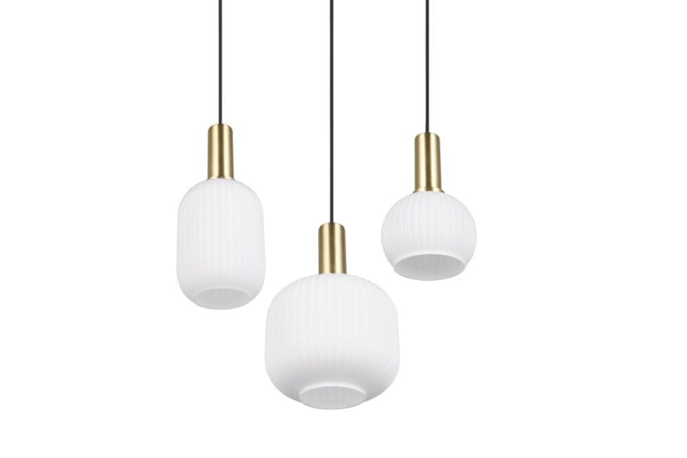Dining room pendant lamp Diva 3-light - white glass Trio 4017807614503