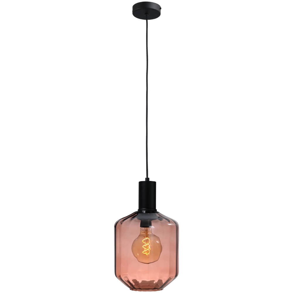 Hanging lamp black Porto with Jagger red glass - Ø 19cm Masterlight 8718121269337