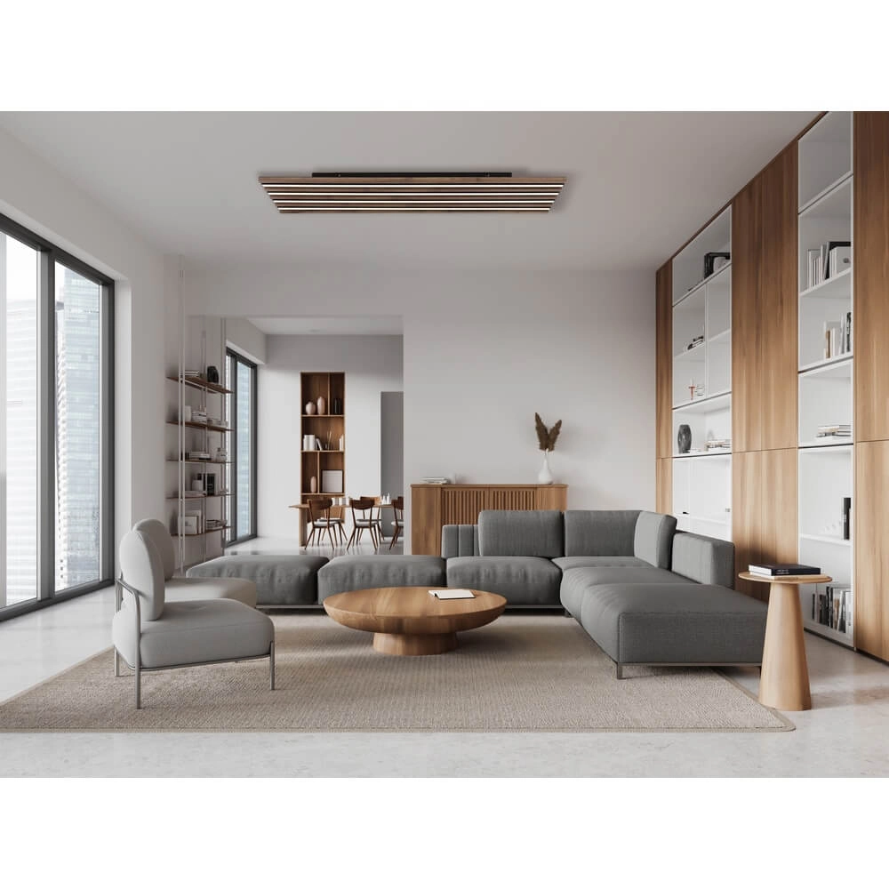 Ceiling lamp Hayden black with wood 120cm Globo 9007371516643