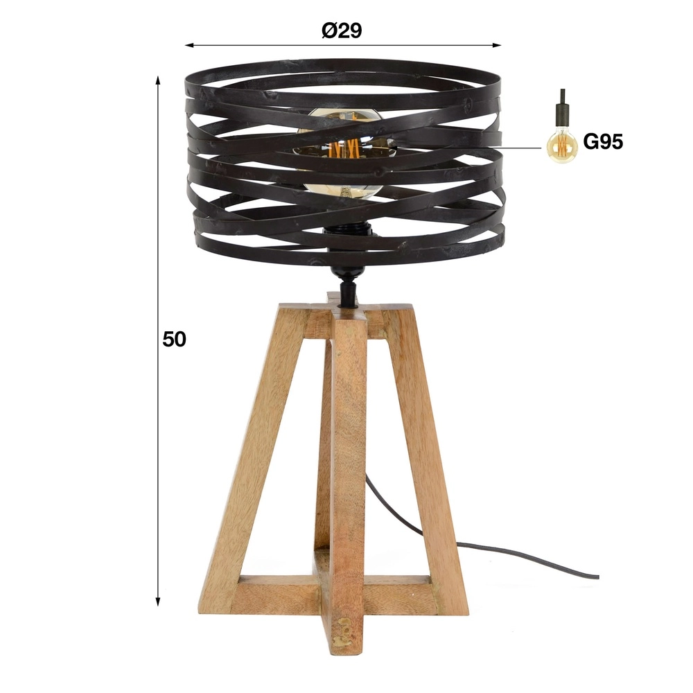 Industrial table lamp Twist Ø 29cm - wood with grey Lyora 8716803511804