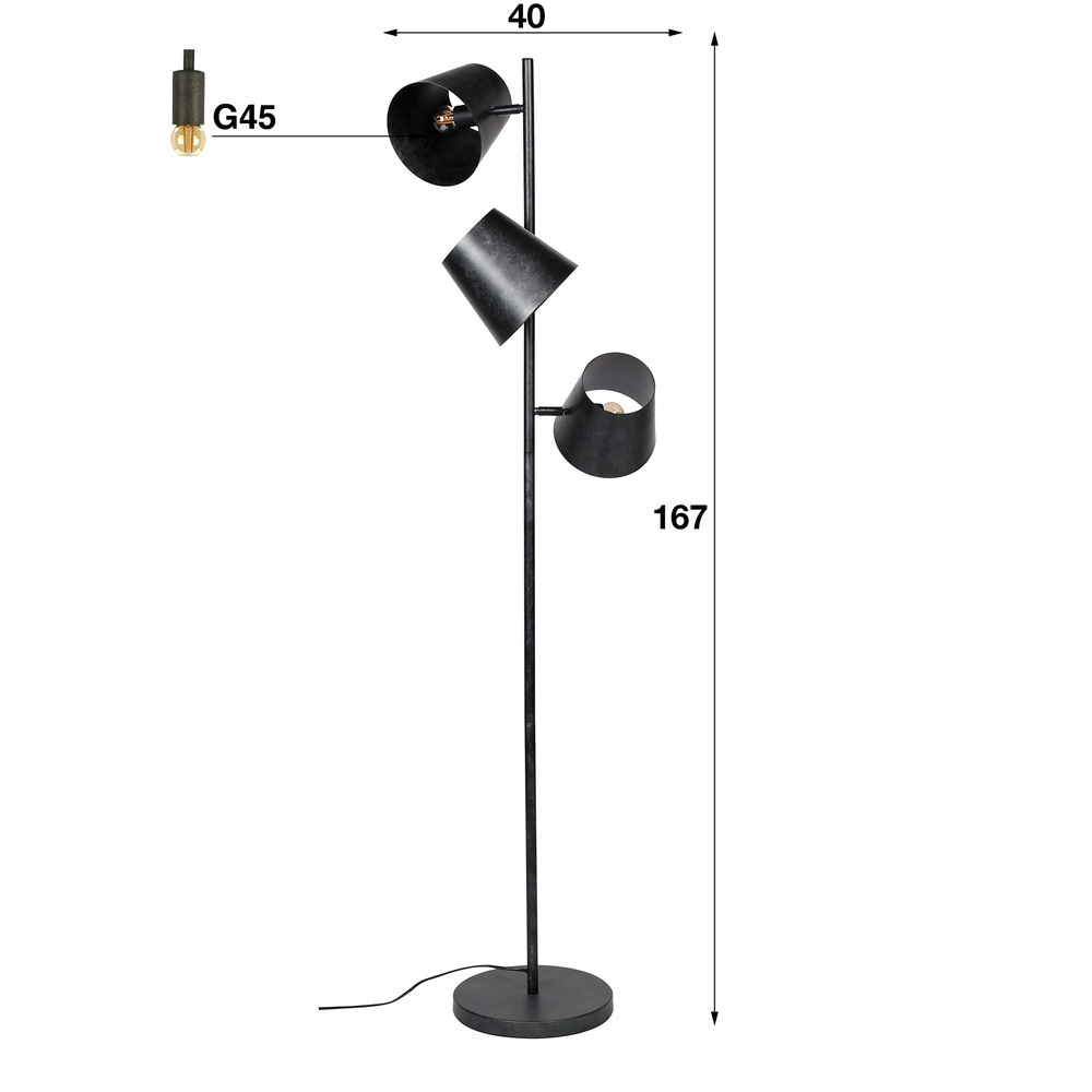 Rustic floor lamp Kinetic 167cm - charcoal Lyora 8716803513181