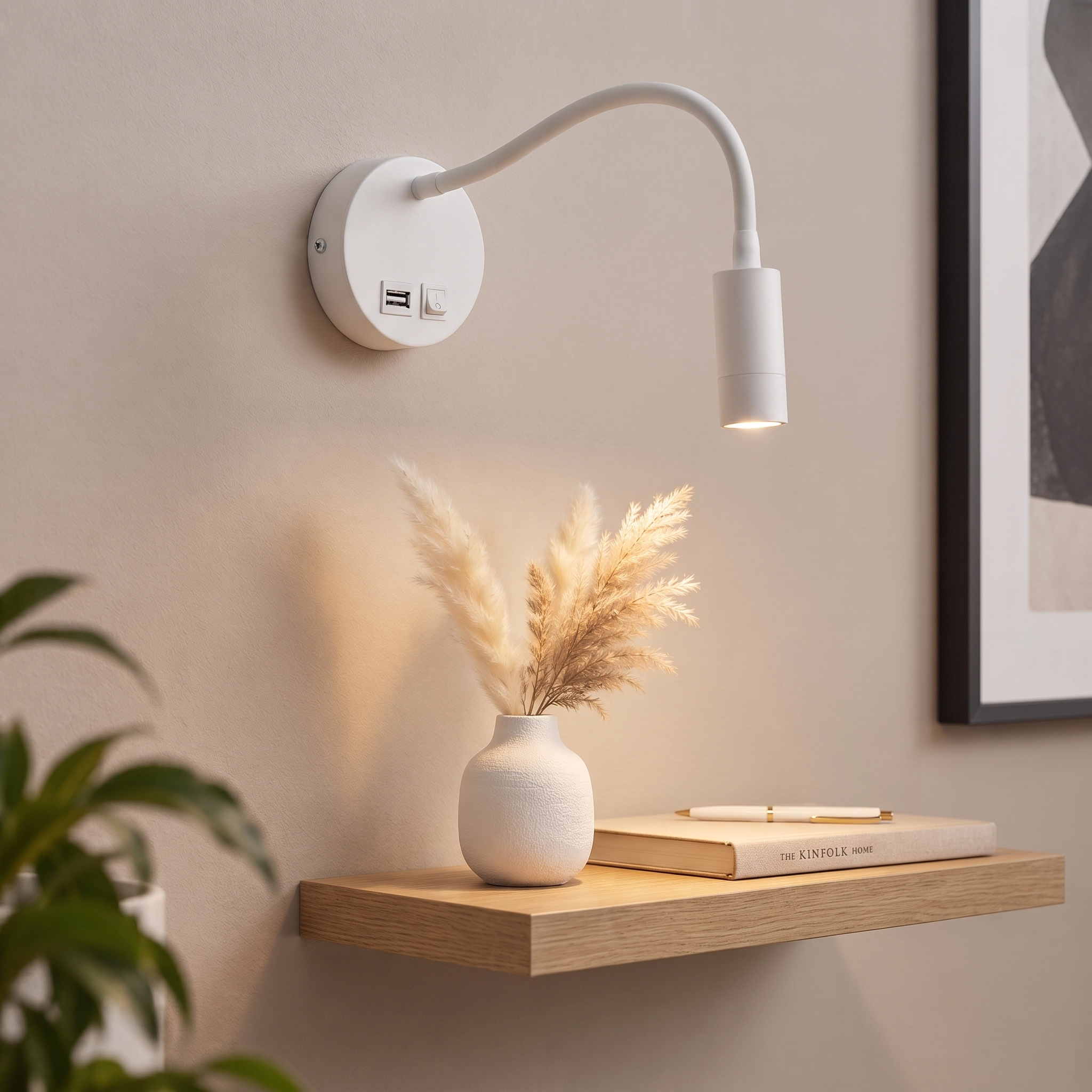 White wall lamp Flexi-C flexibly adjustable