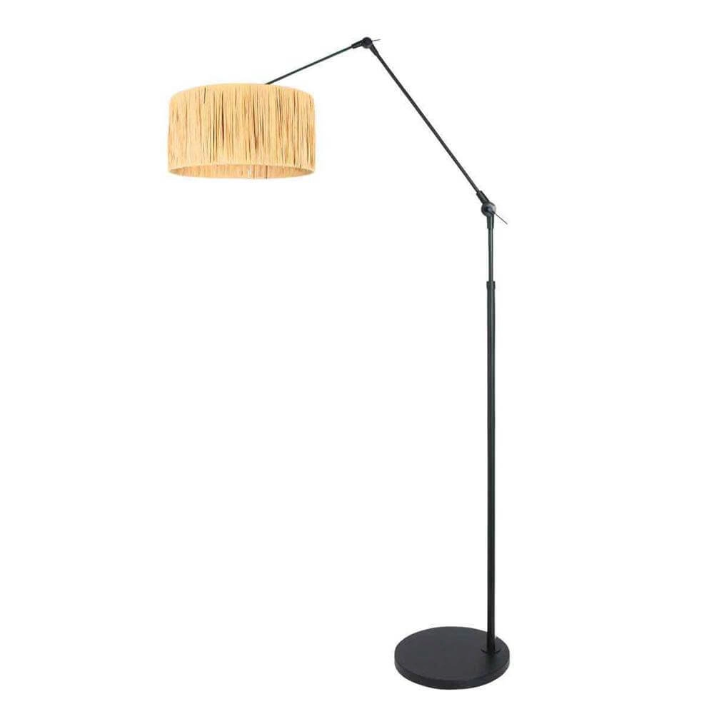 Adjustable floor lamp Prestige Chic black with straw shade Steinhauer 8712746172928