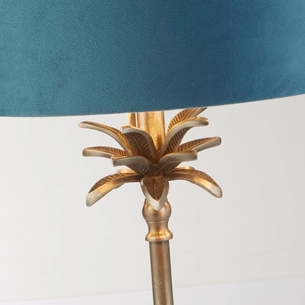 Table lamp Palm Gold with blue cap Searchlight 5053423257525