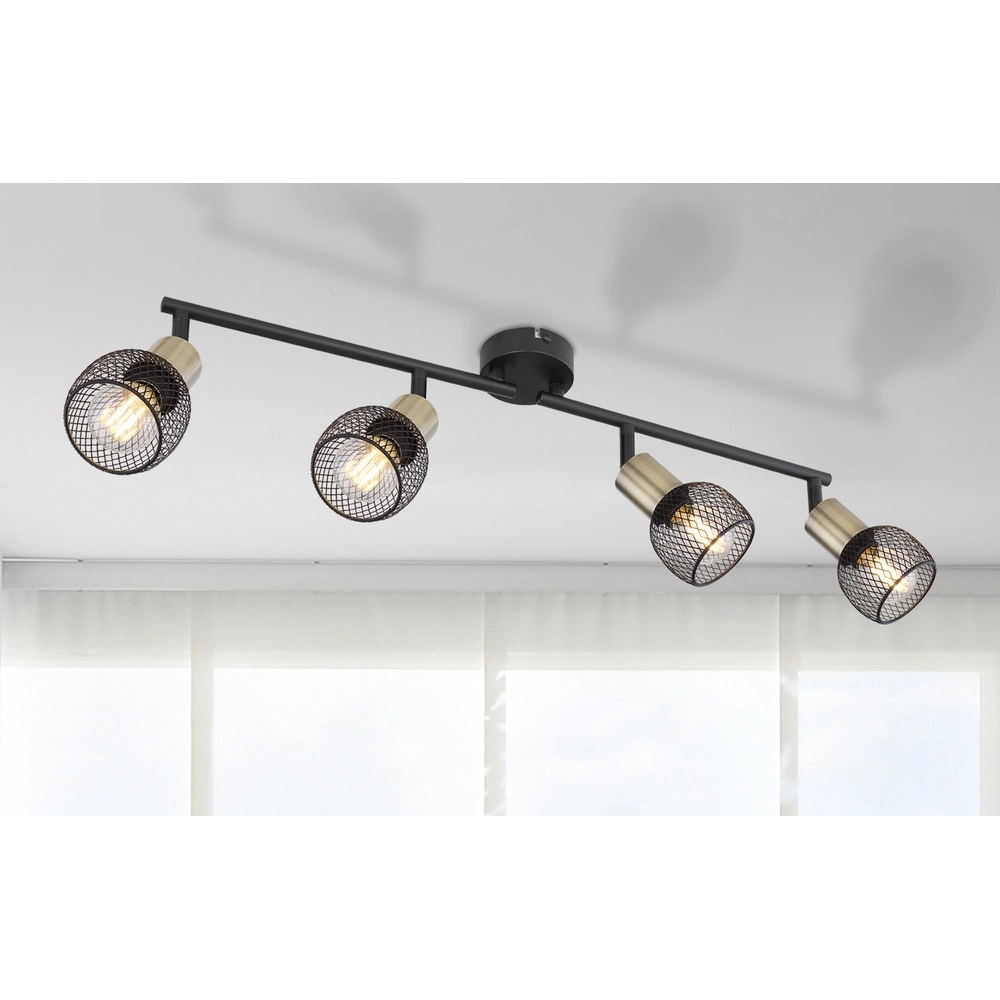 Ceiling lamp Fiastra 4-light black with mesh Globo 9007371418121