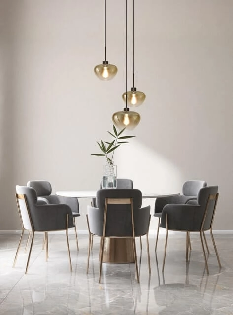 3-light pendant lamp Genua black with 2x gold glass Ø 24cm and 1x Ø 29cm Masterlight 8718121357065