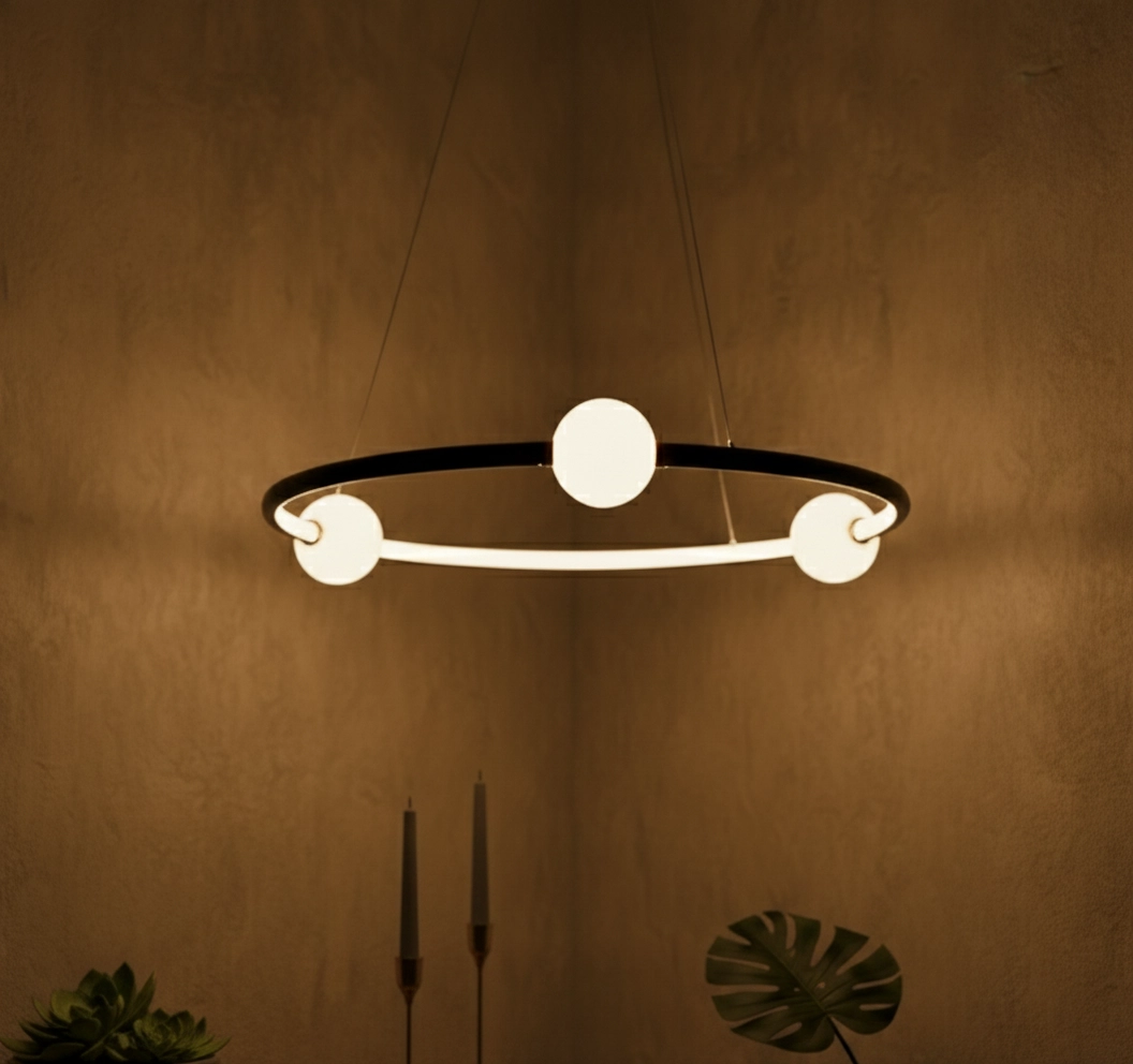 Pendant lamp Celia black with white round horizontal