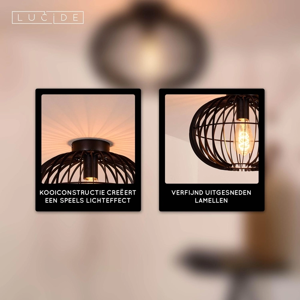 Ceiling lamp Reda Ø 32cm black Lucide 5411212782526