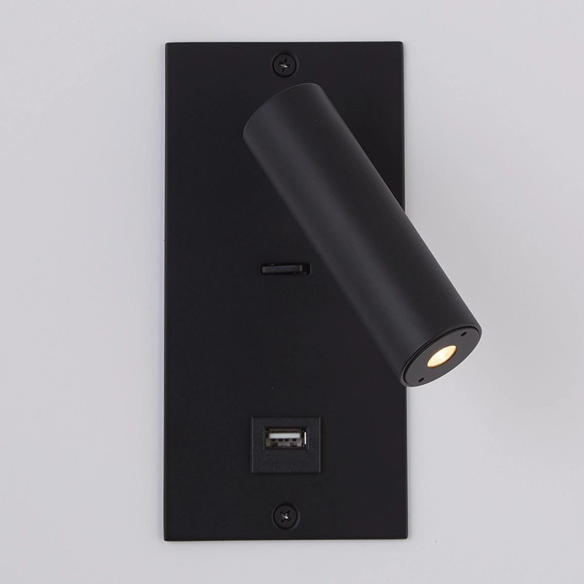 Recessed bedside lamp Victoria black with USB