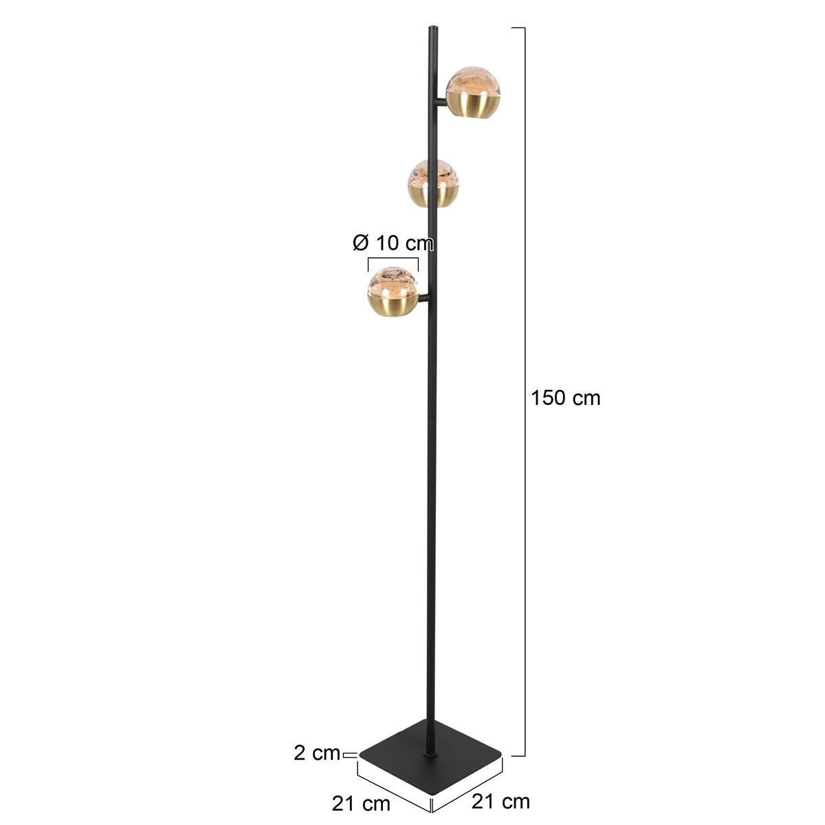 Led floor lamp Belluno 3-light brass - glass Steinhauer 8712746183979